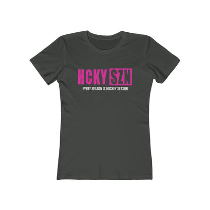 Every Season Is Hockey Season Women's Boyfriend Tee (Hot Pink Logo) - Various Colors