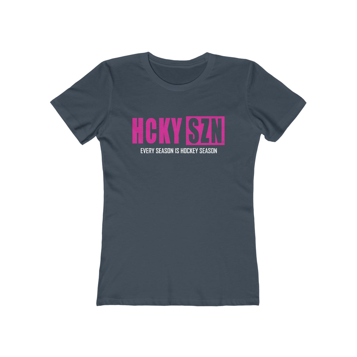 Every Season Is Hockey Season Women's Boyfriend Tee (Hot Pink Logo) - Various Colors