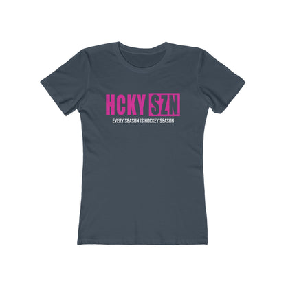 Every Season Is Hockey Season Women's Boyfriend Tee (Hot Pink Logo) - Various Colors