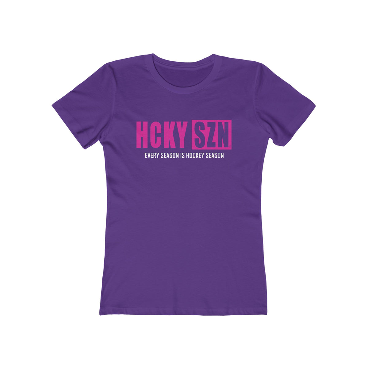 Every Season Is Hockey Season Women's Boyfriend Tee (Hot Pink Logo) - Various Colors