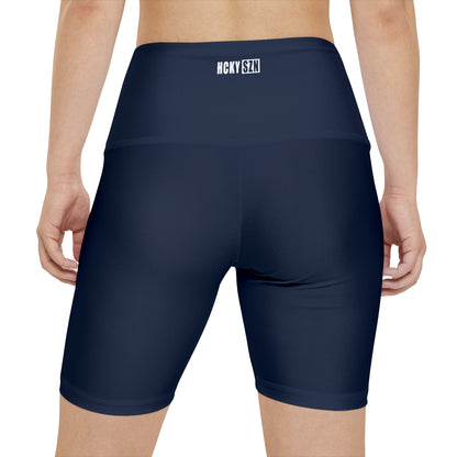 HKY SZN High Waisted Workout Shorts (Midnight Navy)