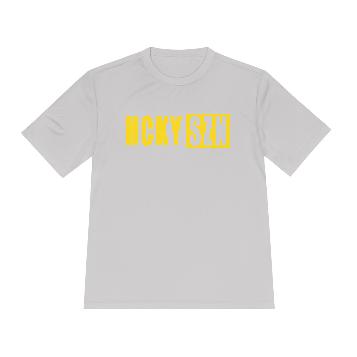 HCKYSZN (Flagship Logo) Adult Performance Tee - Silver/Yellow