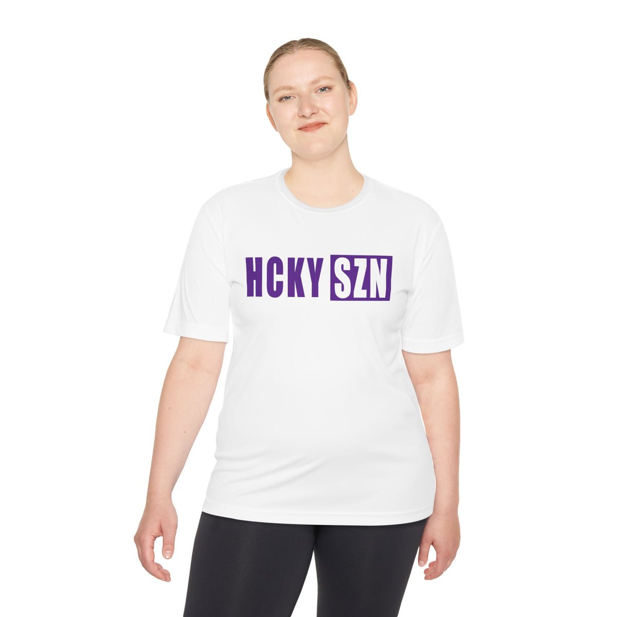 HCKYSZN (Flagship Logo) Adult Performance Tee - White/Purple