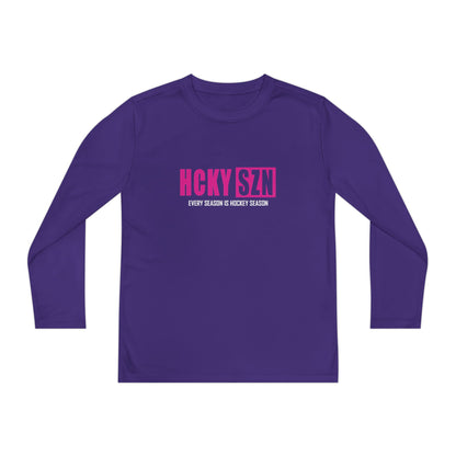 Every Season is HCKY SZN Youth Competitor Long Sleeve Tee (Hot Pink Logo) - Various Colors