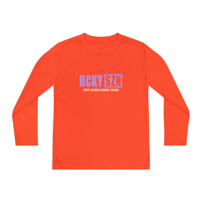 Every Season is HCKY SZN Youth Competitor Long Sleeve Tee (Lavender Logo) - Various Colors