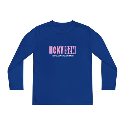 Every Season is HCKY SZN Youth Competitor Long Sleeve Tee (Pink Logo) - Various Colors
