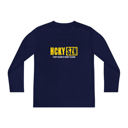 Every Season is HCKY SZN Youth Competitor Long Sleeve Tee (Yellow Logo) - Various Colors