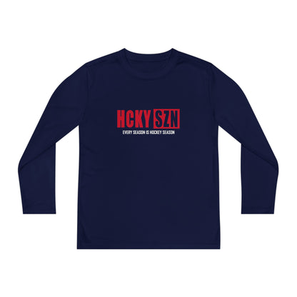 Every Season is HCKY SZN Youth Competitor Long Sleeve Tee (Red Logo) - Various Colors