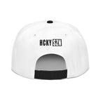Upside Down HCKY SZN Embroidered Snapback Hat (White/Black)
