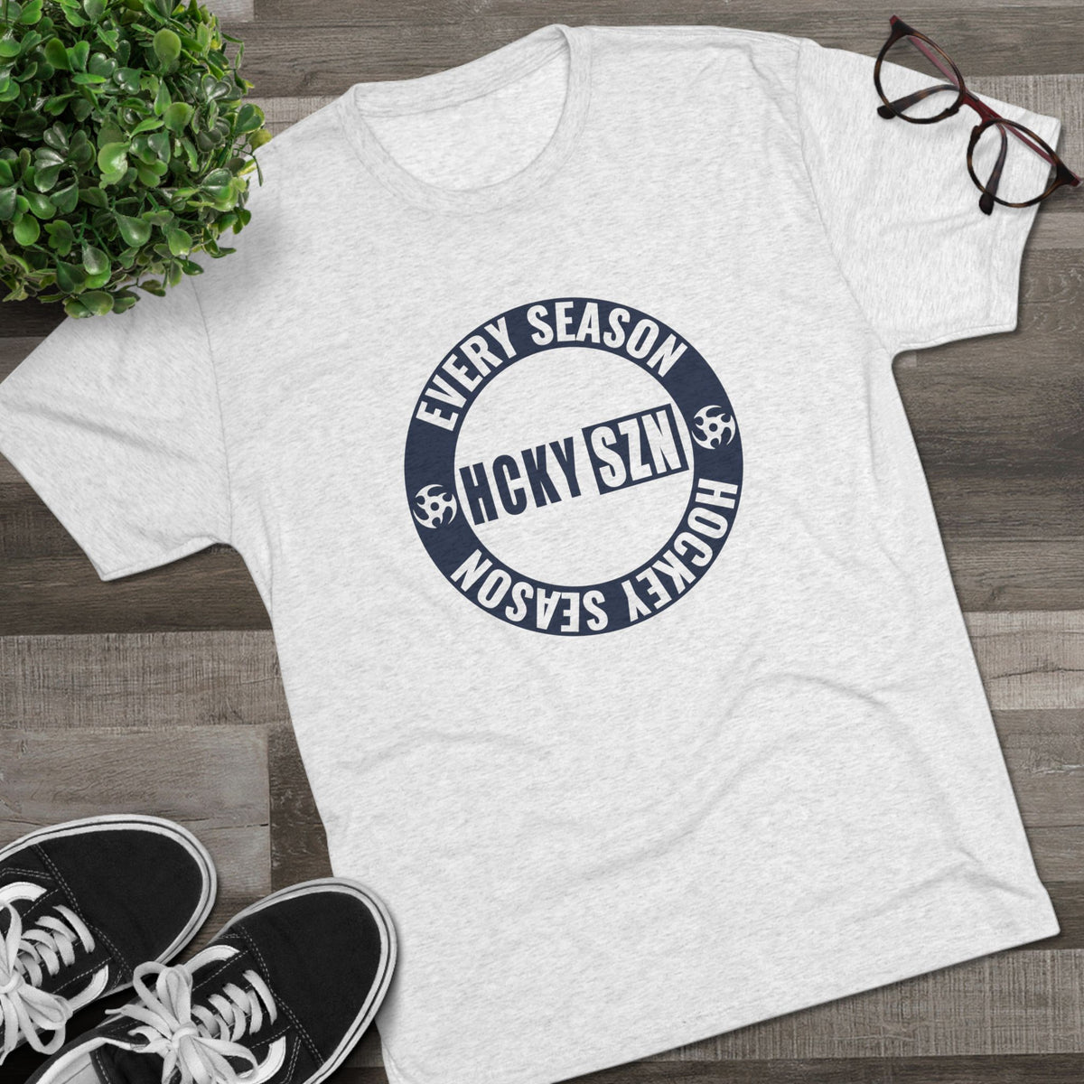 HCKY SZN Circle Logo TriBlend Tee Shirt (Navy) - Various Colors