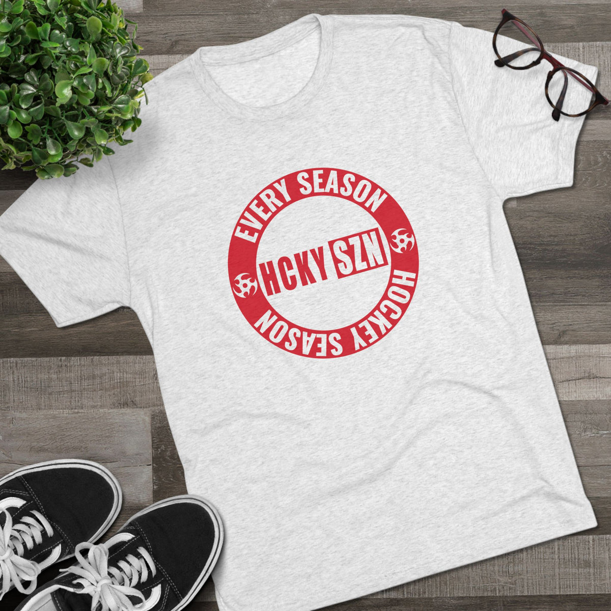 HCKY SZN Circle Logo TriBlend Tee Shirt (Red) - Various Colors