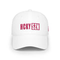 HCKY SZN Low Profile Embroidered Baseball Cap - White (Hot Pink Logo)