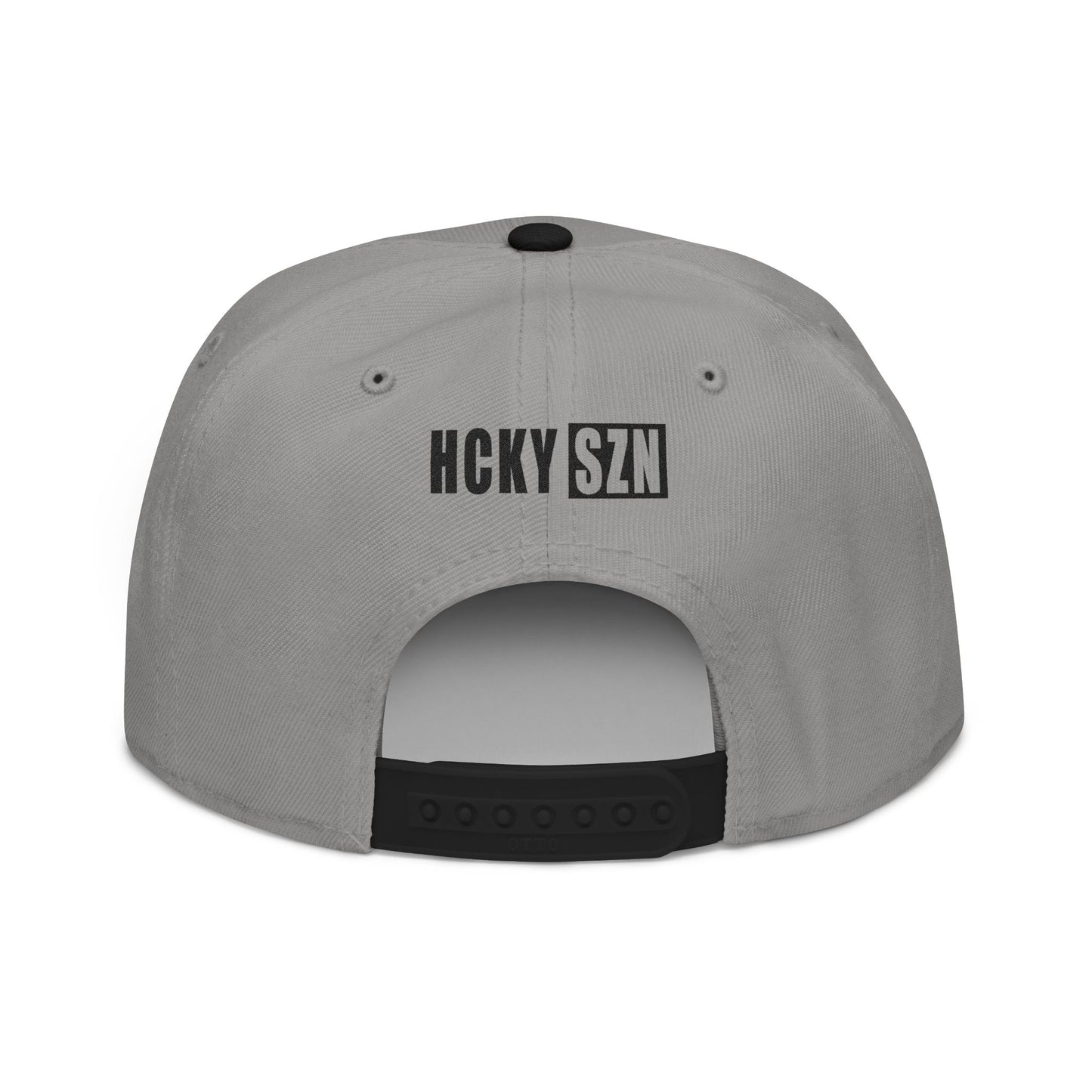 Upside Down HCKY SZN Embroidered Snapback Hat (Grey/Black)