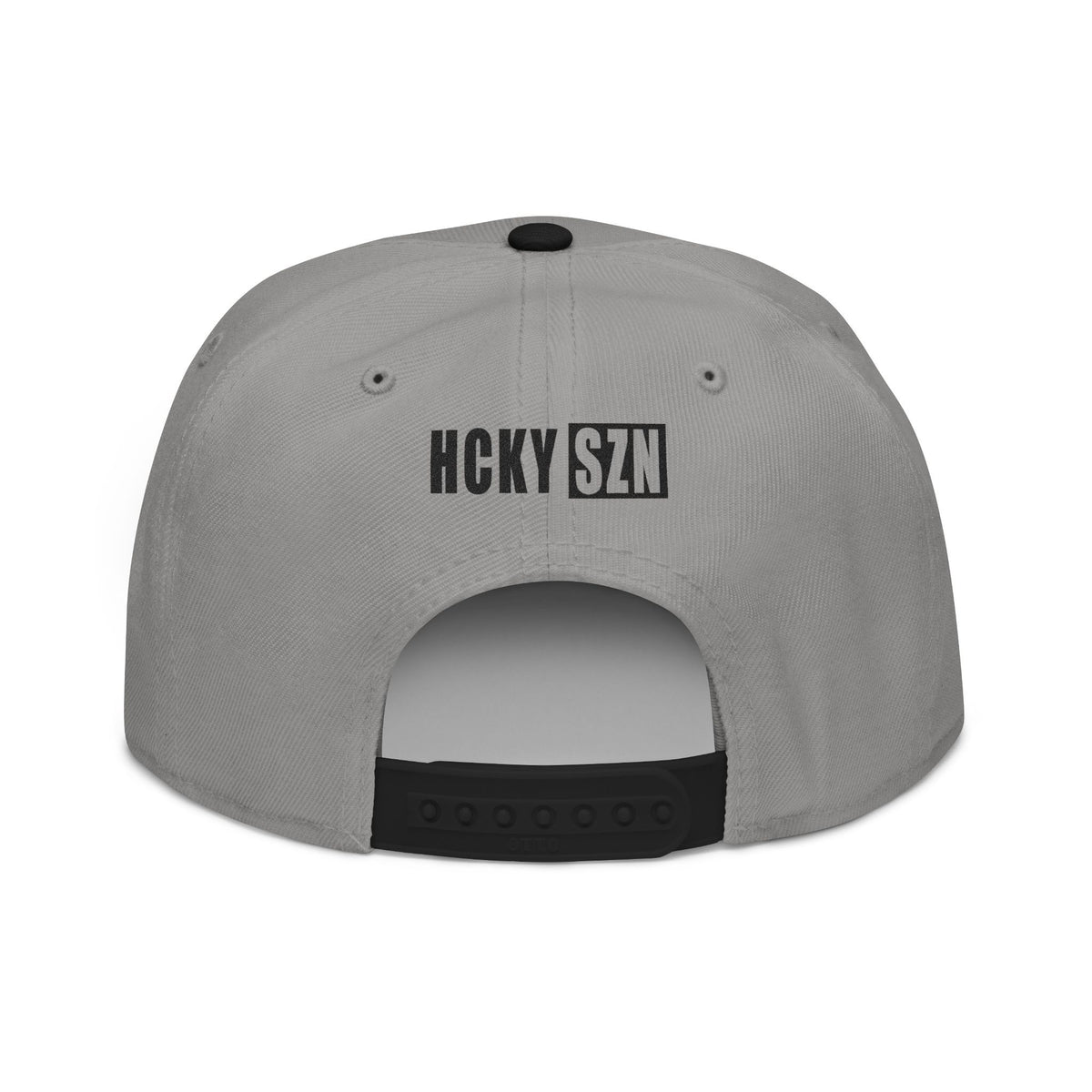 Upside Down HCKY SZN Embroidered Snapback Hat (Grey/Black)