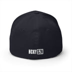 Upside Down HCKY SZN Embroidered Flex Fit Hat (Navy/White)