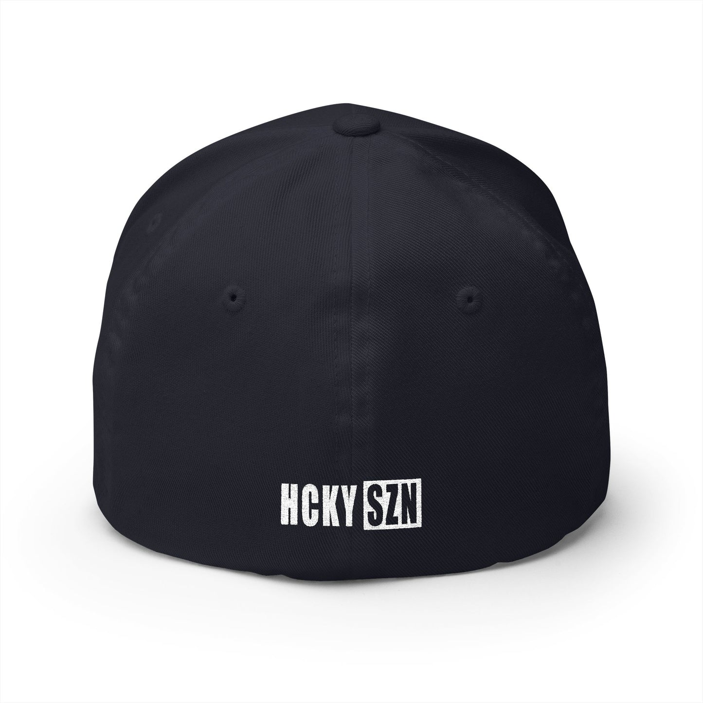 Upside Down HCKY SZN Embroidered Flex Fit Hat (Navy/White)