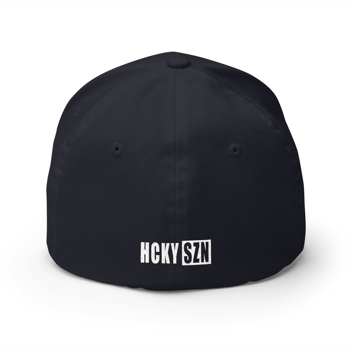 Upside Down HCKY SZN Embroidered Flex Fit Hat (Navy/White)