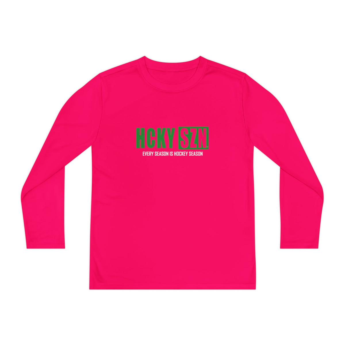 Every Season is HCKY SZN Youth Competitor Long Sleeve Tee (Green Logo) - Various Colors