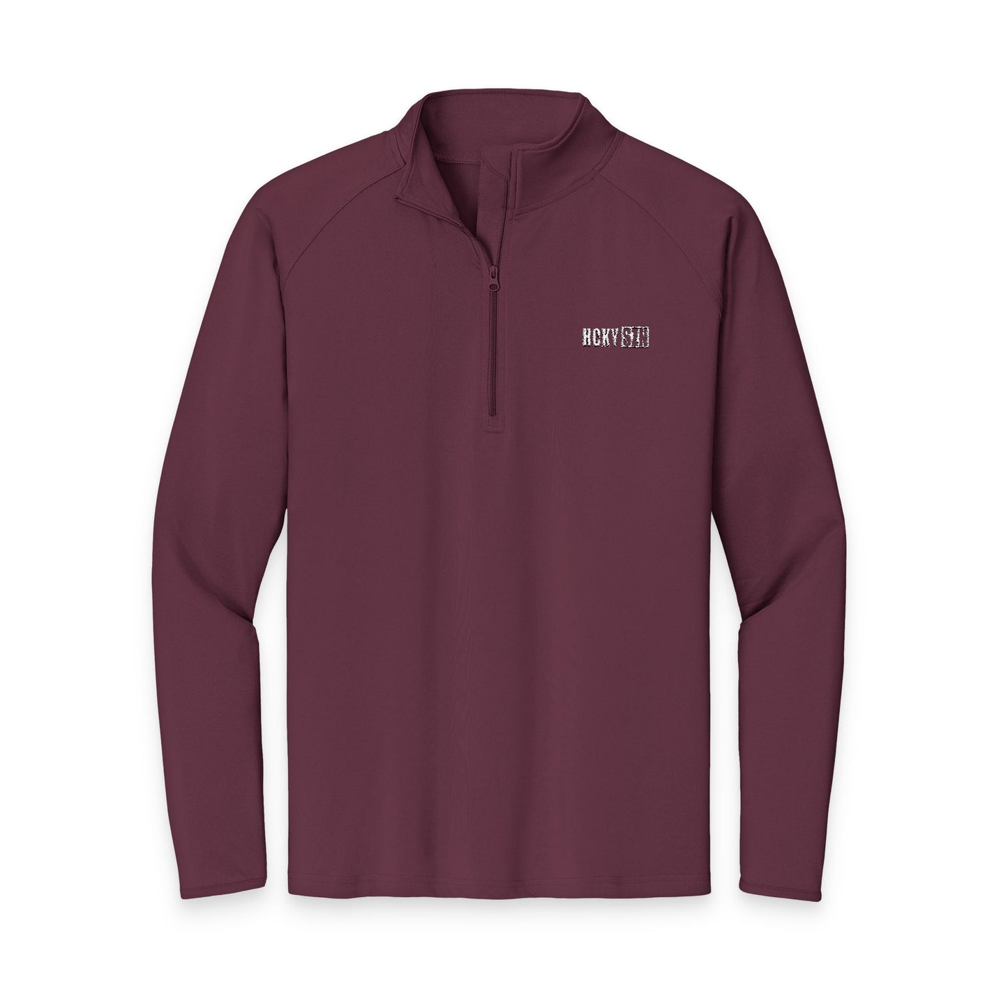 HCKY SZN Embroidered Quarter-Zip Pullover (Maroon/White)