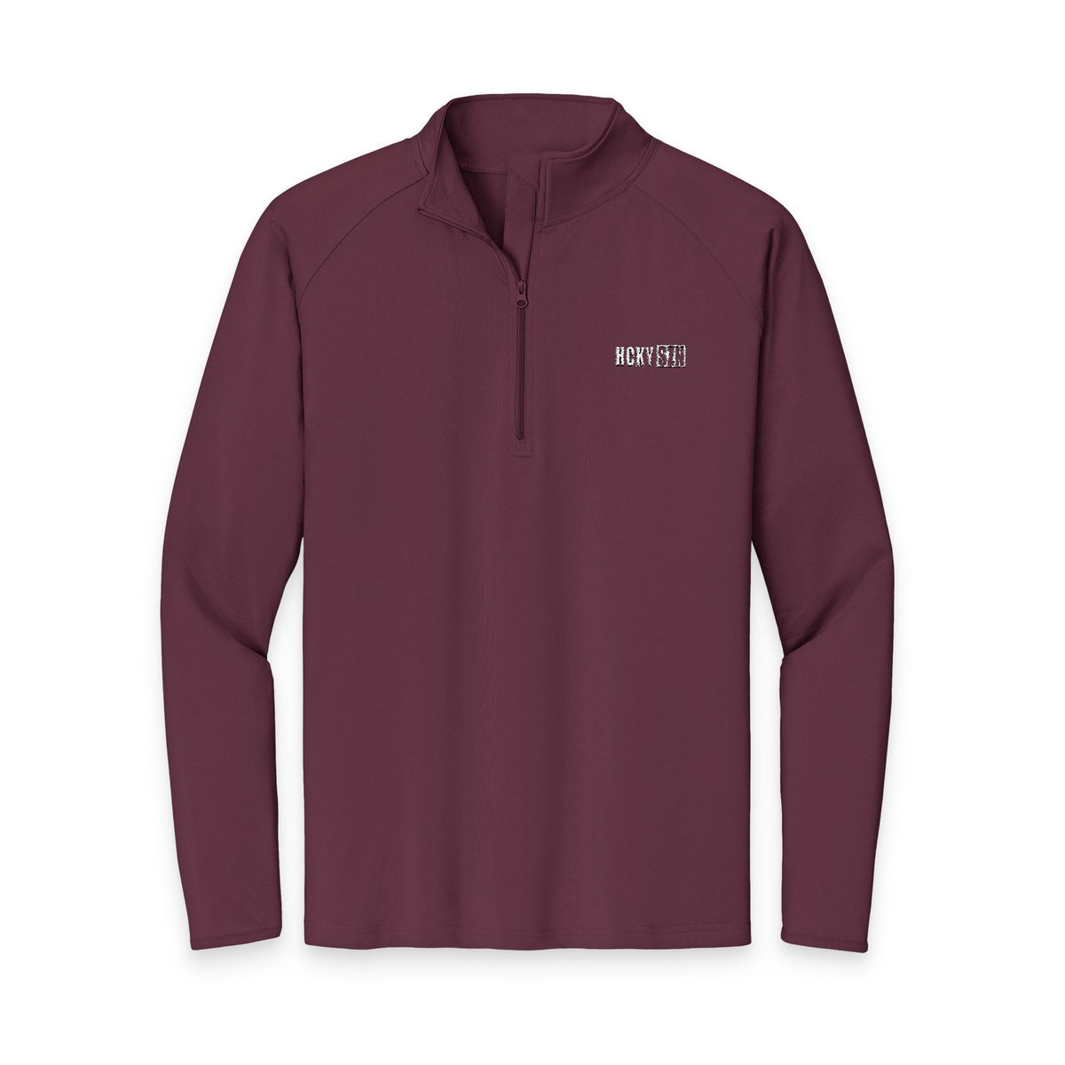 HCKY SZN Embroidered Quarter-Zip Pullover (Maroon/White)