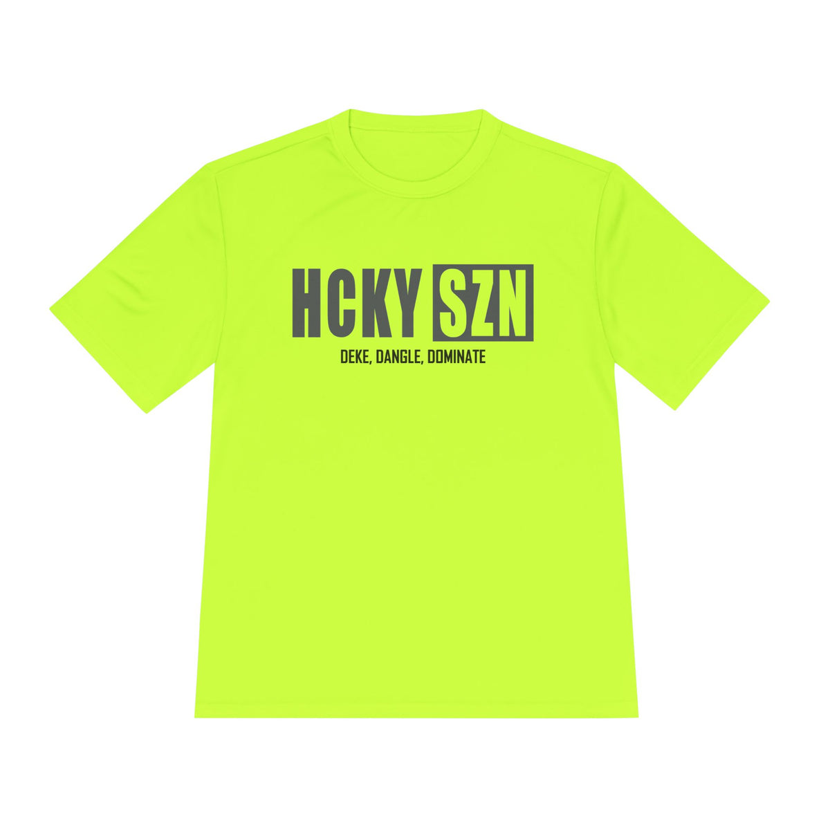 HCKYSZN (Deke Dangle) Adult Performance Tee - Neon Yellow/Smoke/Black