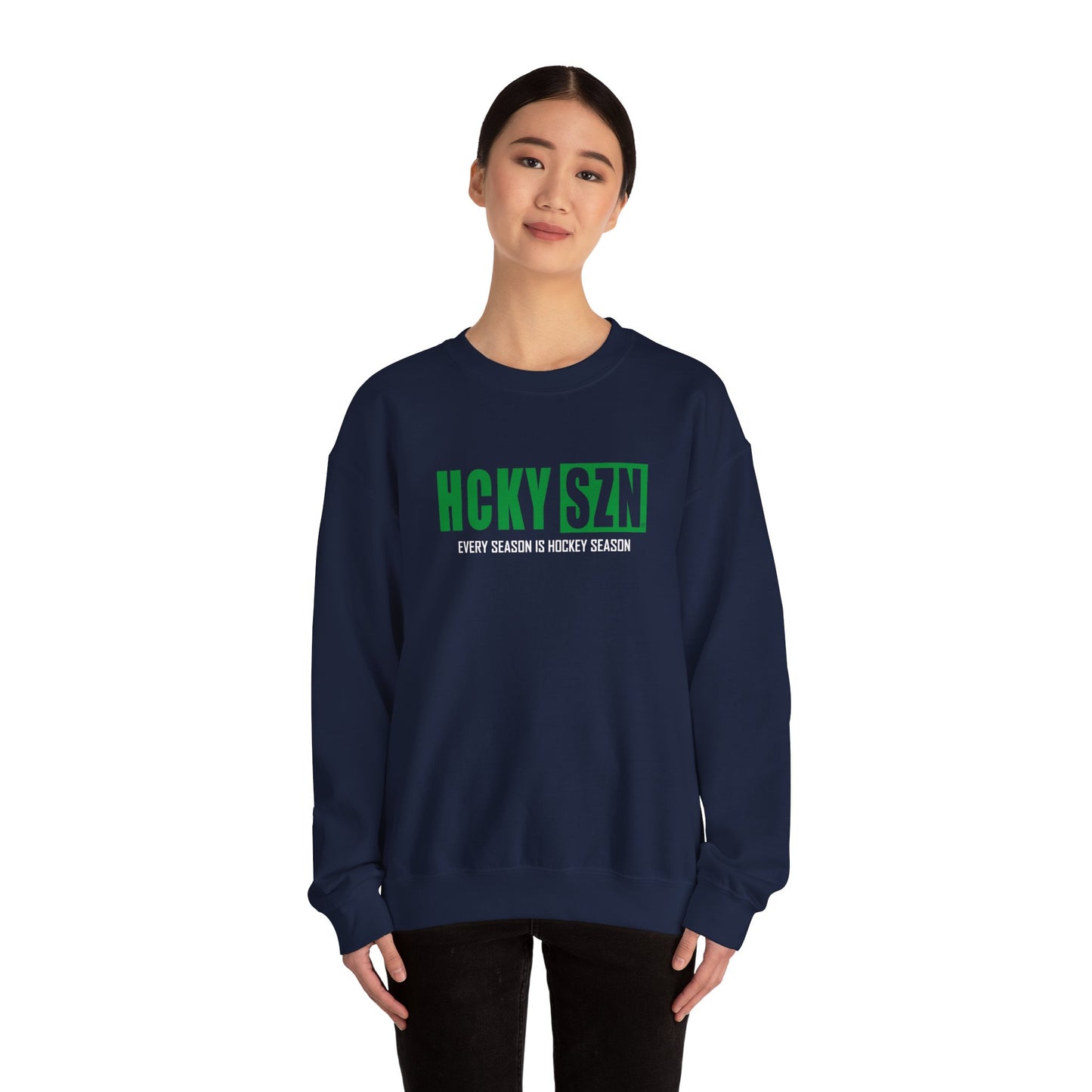 HCKY SZN Crewneck Sweatshirt (Green Logo) - Various Colors
