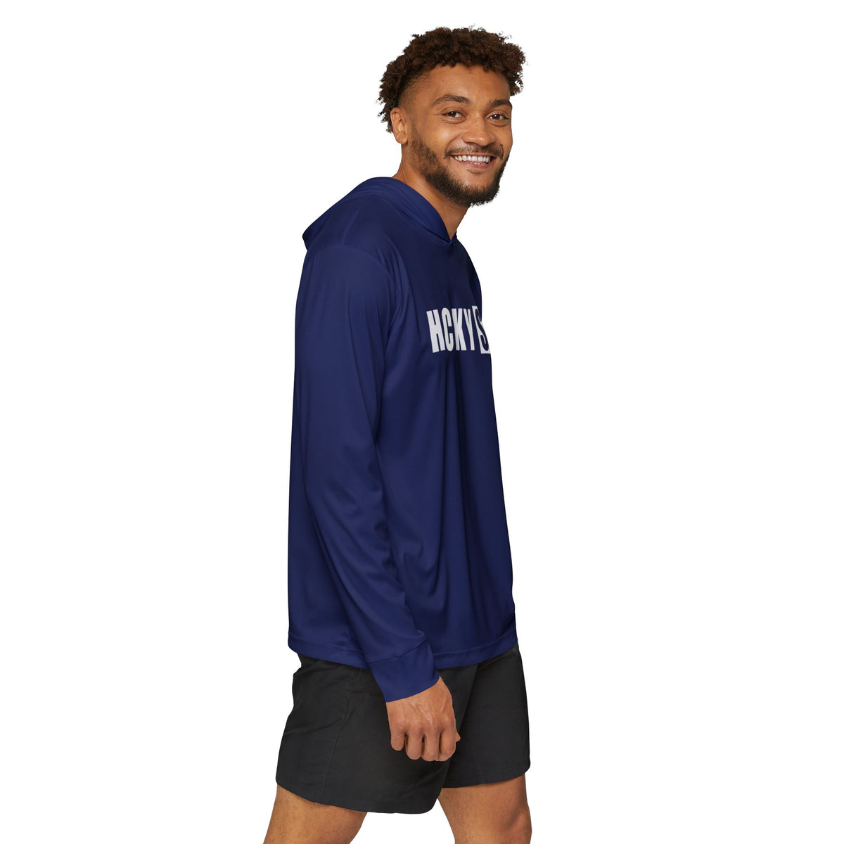 HCKY SZN Big Logo Performance Warmup Hoodie (Navy/White)