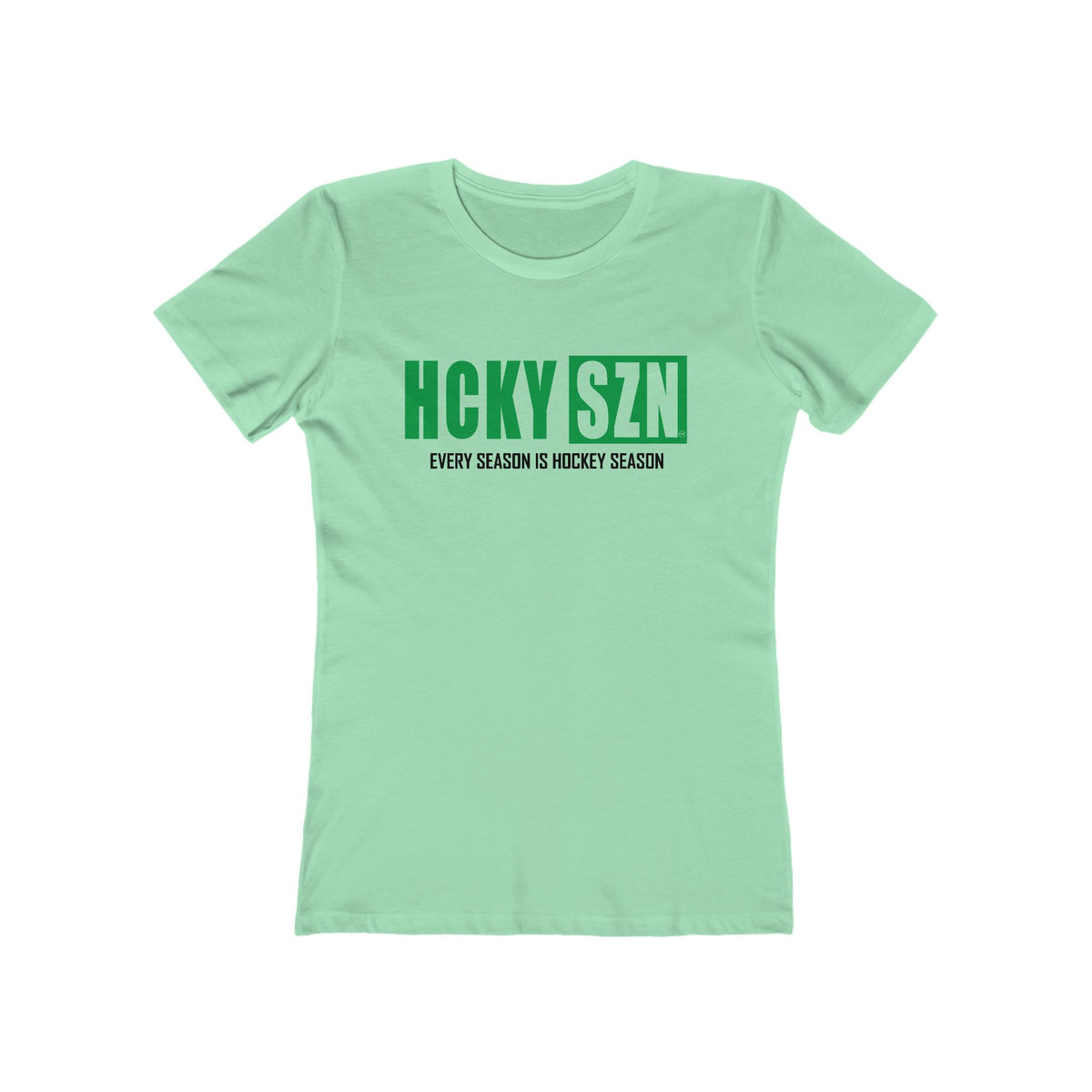 Every Season Is Hockey Season Women's Boyfriend Tee (Green Logo) - Various Colors