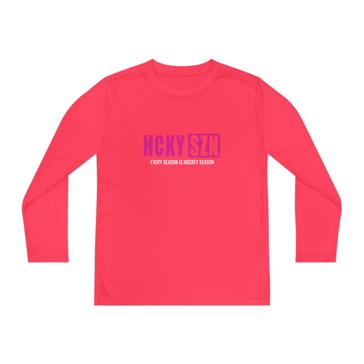Every Season is HCKY SZN Youth Competitor Long Sleeve Tee (Hot Pink Logo) - Various Colors