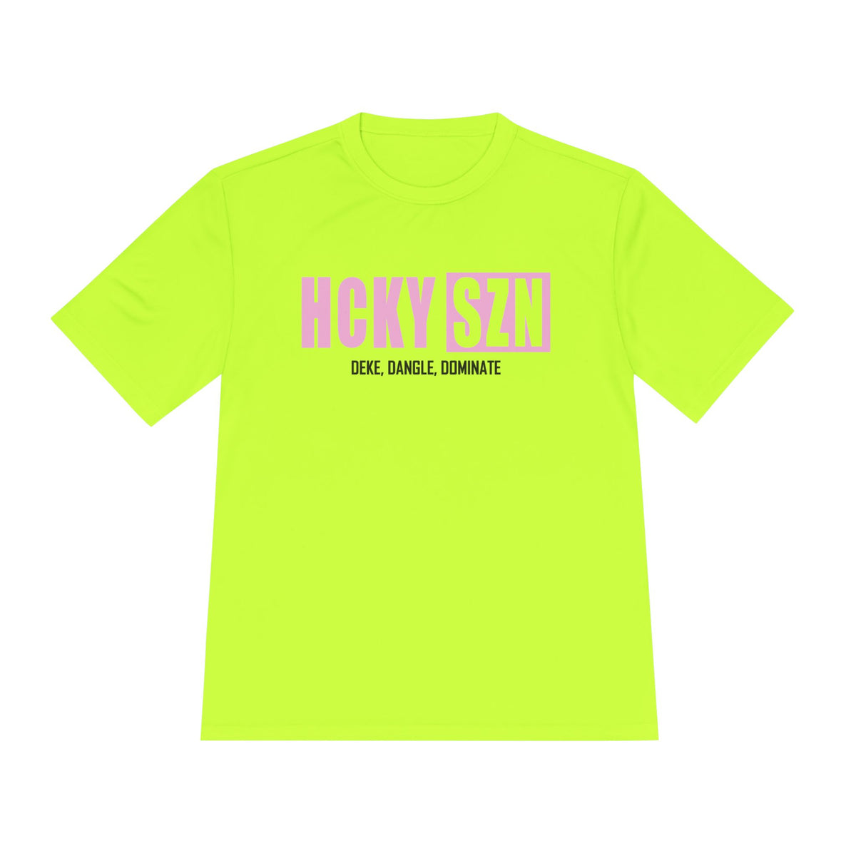 HCKYSZN (Deke Dangle) Adult Performance Tee - Neon Yellow/Pink/Black