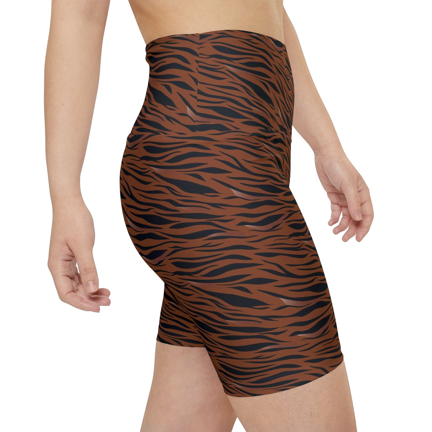 HKY SZN High Waisted Workout Shorts (Tiger Stripe)