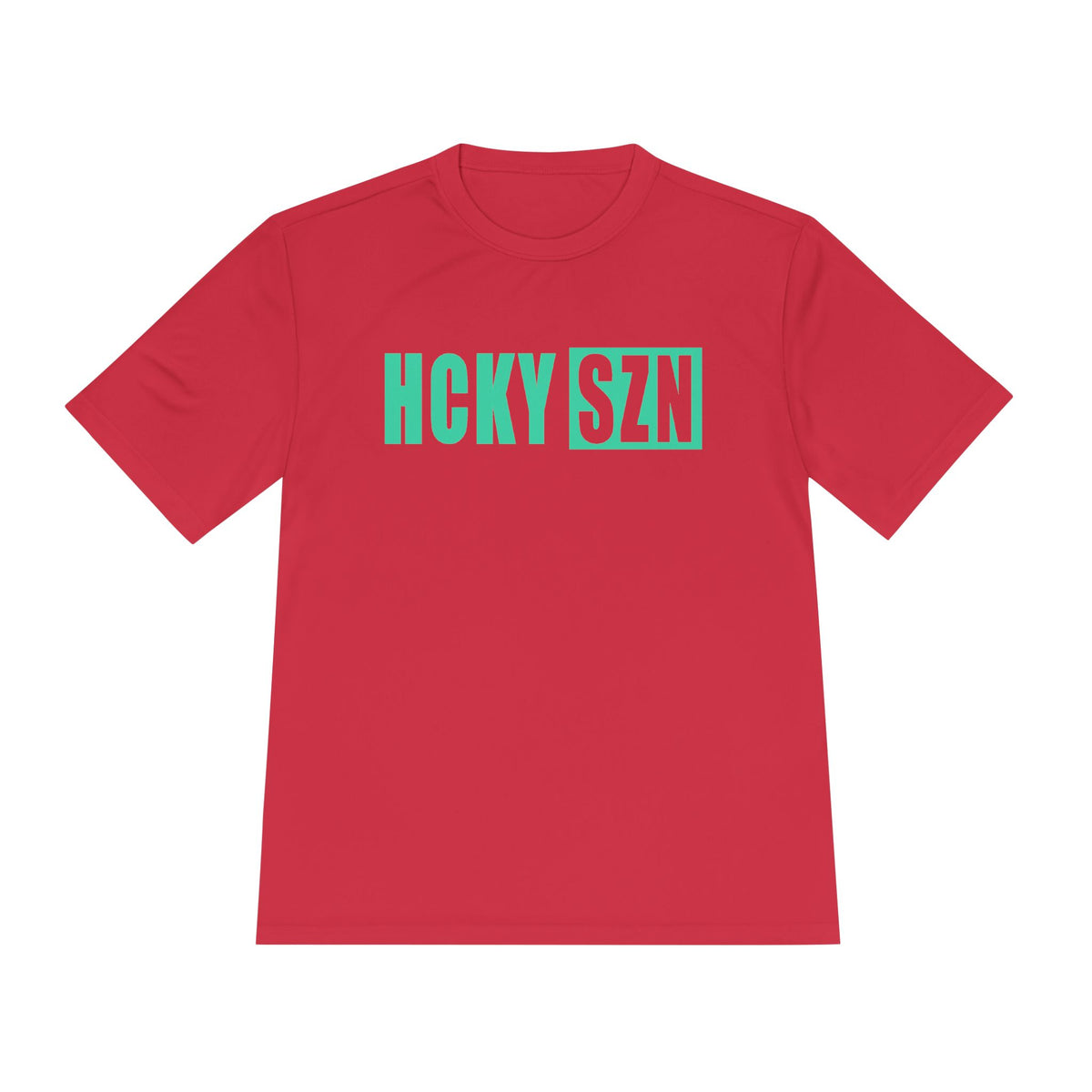 HCKYSZN (Flagship Logo) Adult Performance Tee - Red/Seafoam