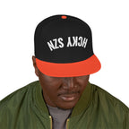 Upside Down HCKY SZN Embroidered Snapback Hat (Black/Orange)