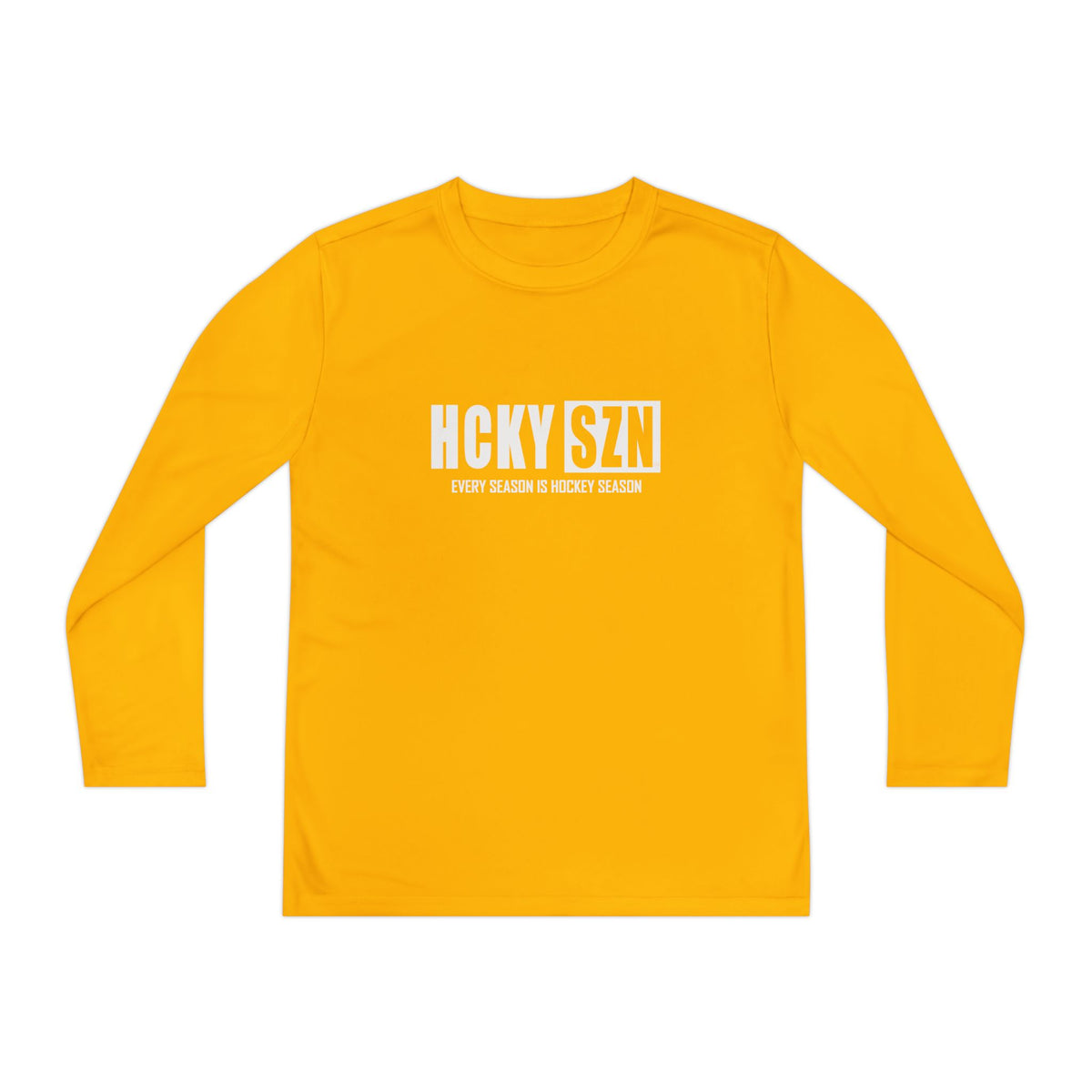 Every Season is HCKYSZN Youth Performance Long Sleeve Tee - White Logo