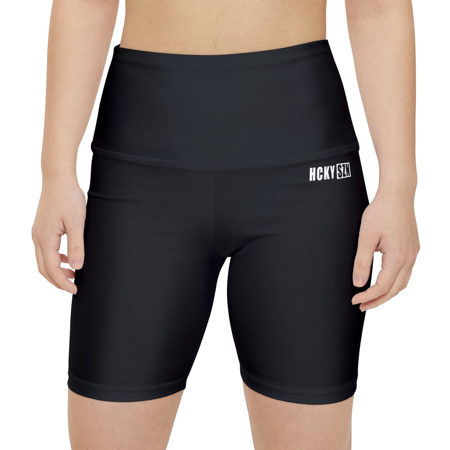 HKY SZN High Waisted Workout Shorts (Pitch Black)