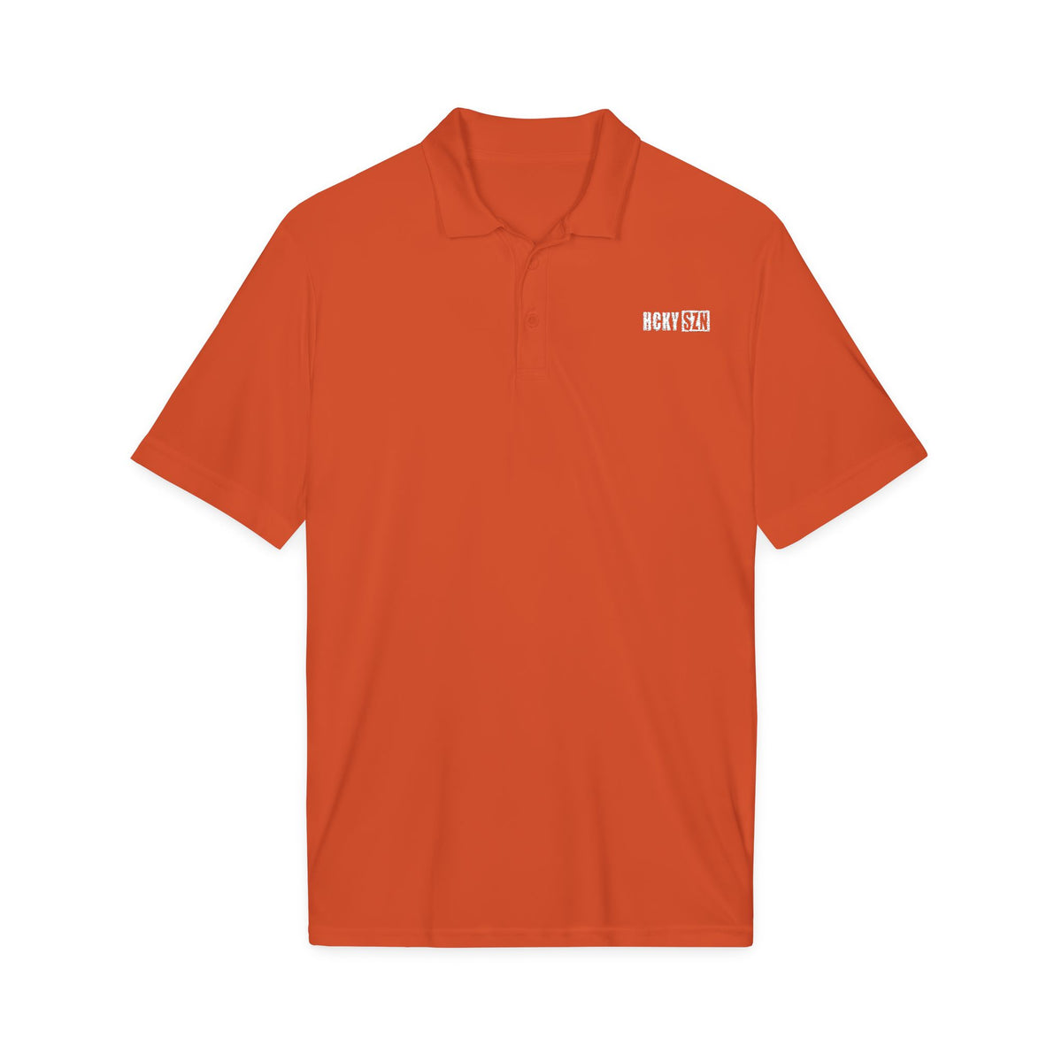 HCKY SZN Embroidered Performance Hockey Polo (Deep Orange)