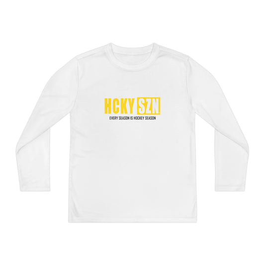 Every Season is HCKY SZN Youth Competitor Long Sleeve Tee (Yellow Logo) - Various Colors