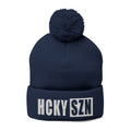 HCKY SZN Embroidered Pom-Pom Beanie - Navy