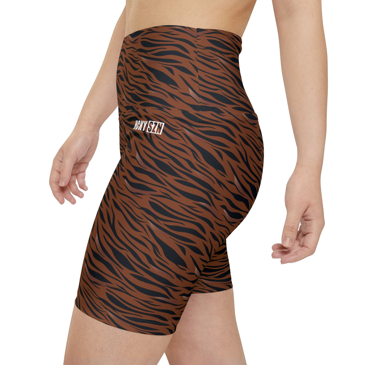 HKY SZN High Waisted Workout Shorts (Tiger Stripe)