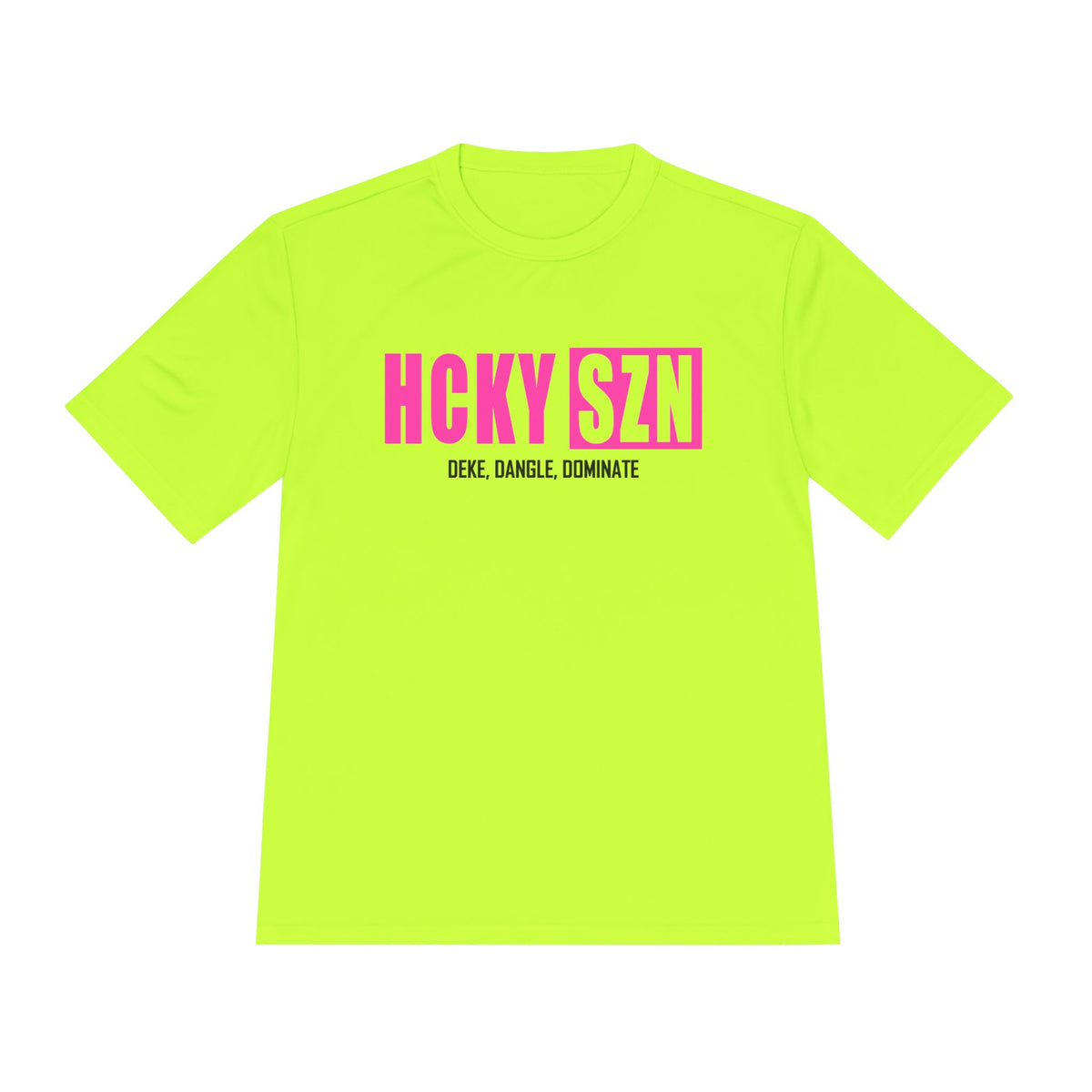 HCKYSZN (Deke Dangle) Adult Performance Tee - Neon Yellow/Hot Pink/Black