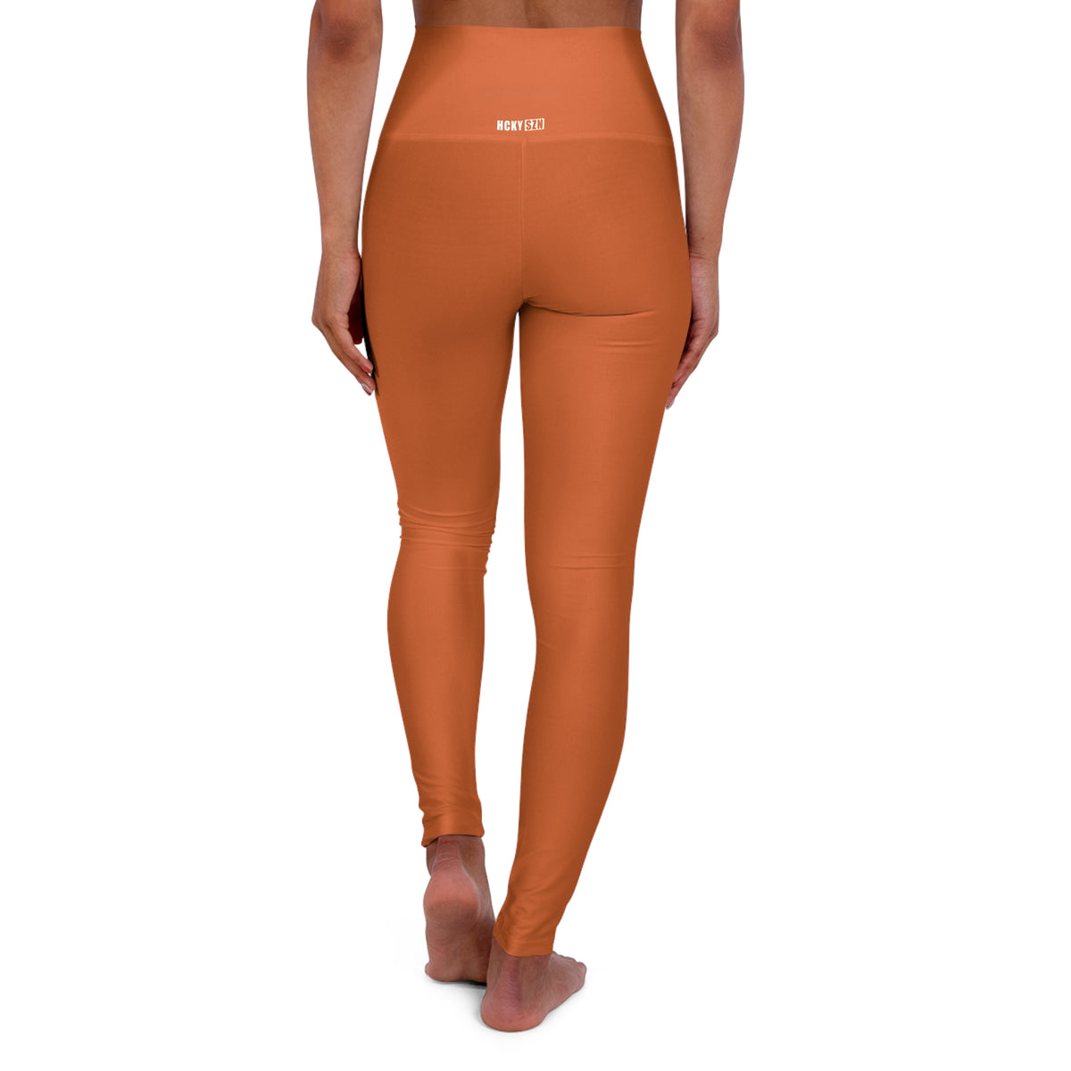 HCKY SZN High Waisted Yoga Leggings (Copper Orange)