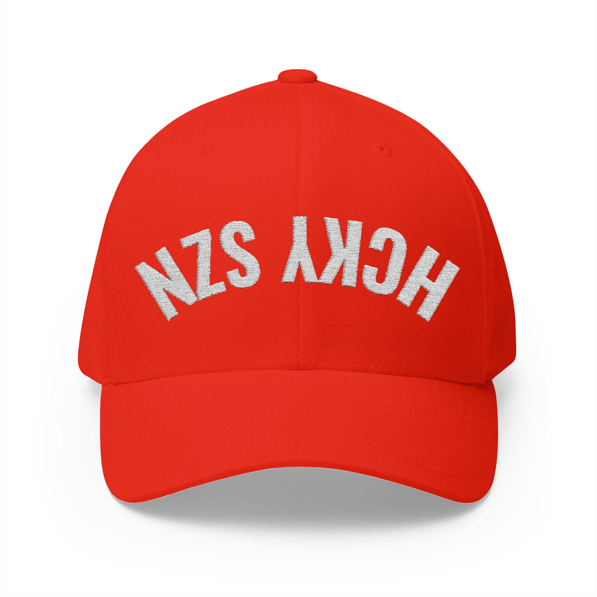 Upside Down HCKY SZN Embroidered Flex Fit Hat (Red/White)