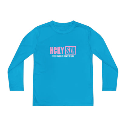 Every Season is HCKY SZN Youth Competitor Long Sleeve Tee (Pink Logo) - Various Colors