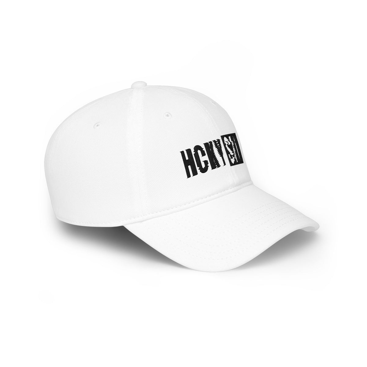 HCKY SZN Low Profile Embroidered Baseball Cap - White (Black Logo)