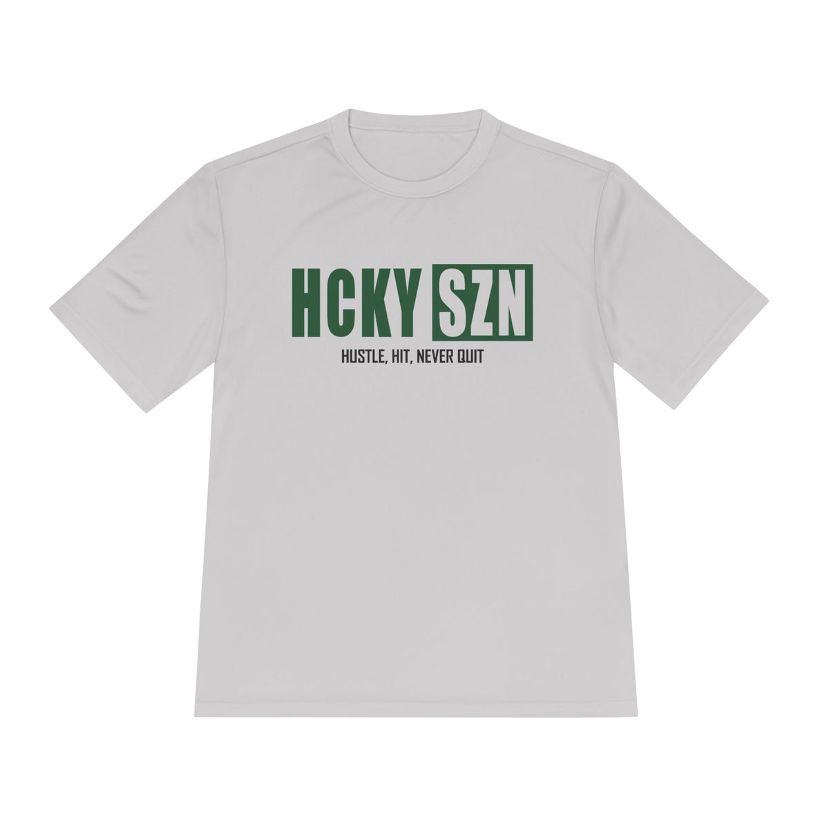 HCKYSZN (Hustle Hit) Adult Performance Tee - Silver/Forest Green/Black