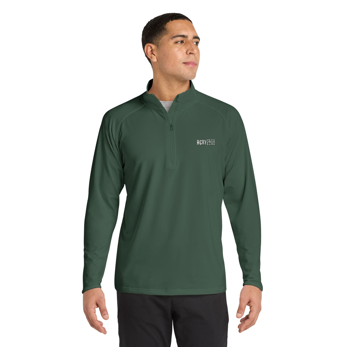 HCKY SZN Embroidered Quarter-Zip Pullover (Forest/White)