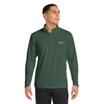 HCKY SZN Embroidered Quarter-Zip Pullover (Forest/White)