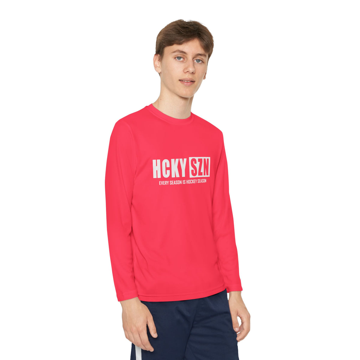 Every Season is HCKYSZN Youth Performance Long Sleeve Tee - White Logo