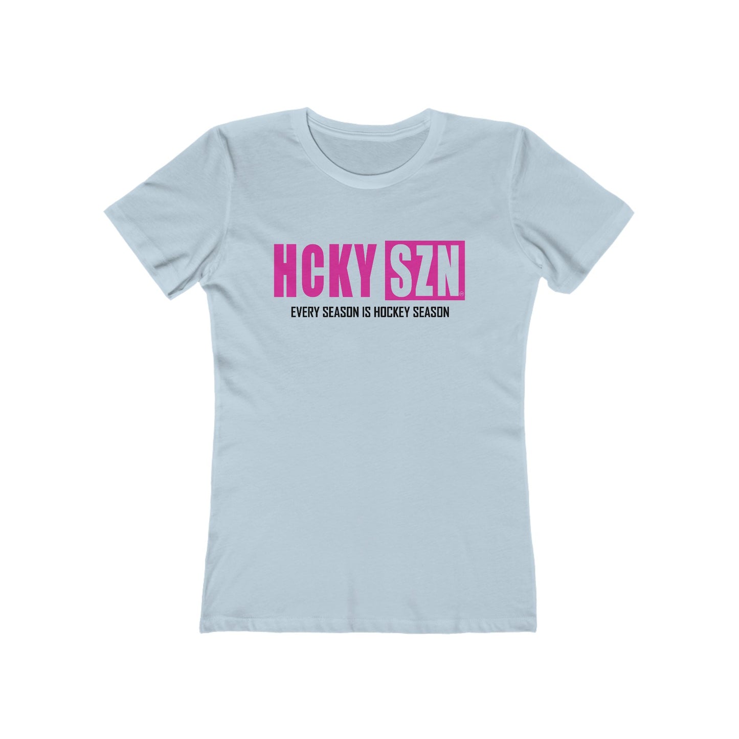 Every Season Is Hockey Season Women's Boyfriend Tee (Hot Pink Logo) - Various Colors