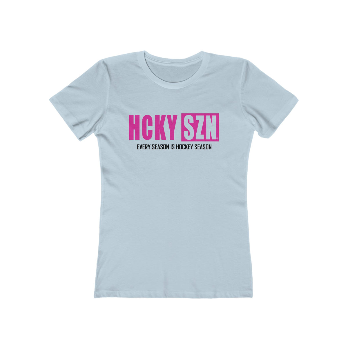 Every Season Is Hockey Season Women's Boyfriend Tee (Hot Pink Logo) - Various Colors